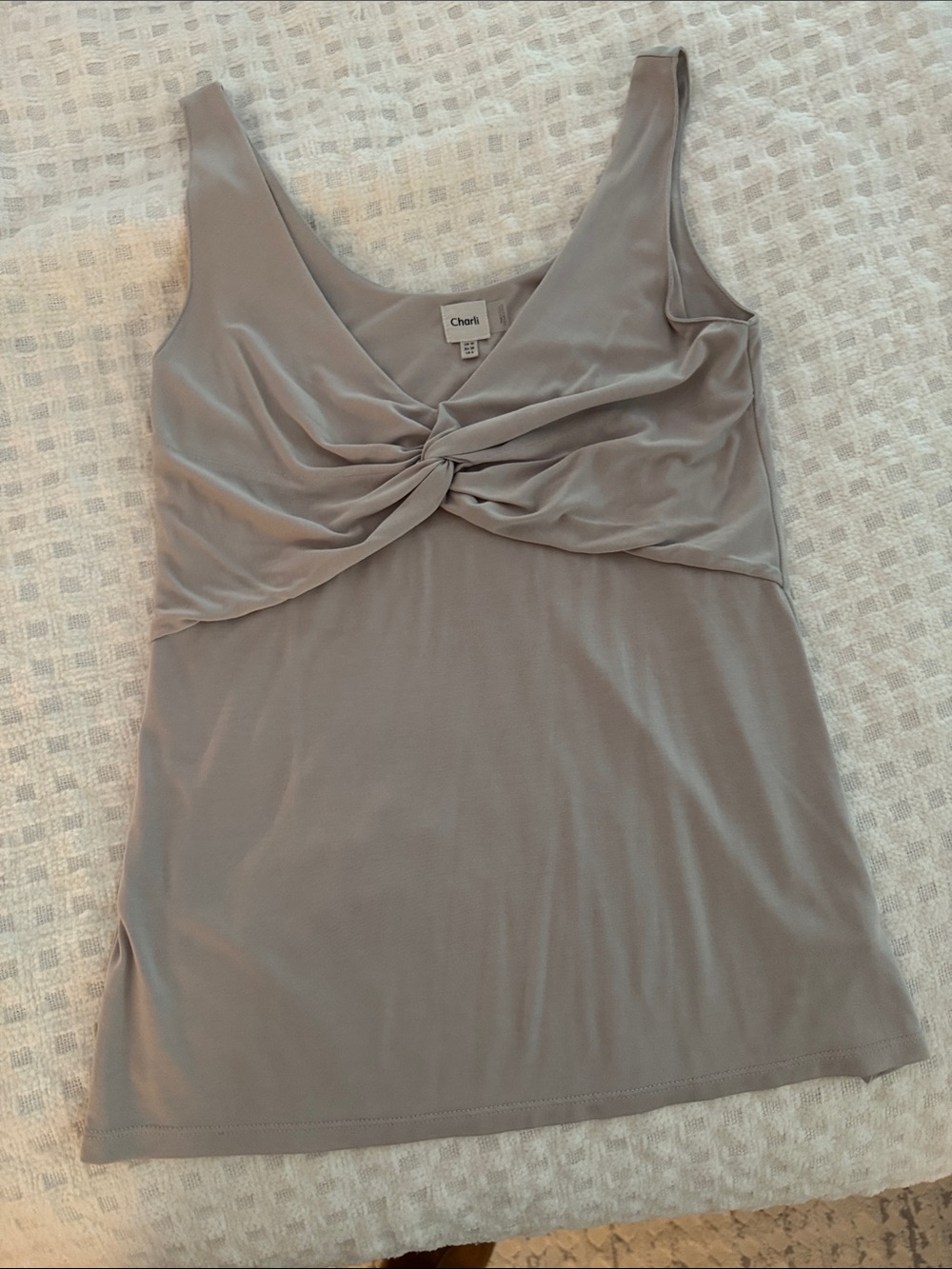 Chori Taupe Twist-Front Tank Top